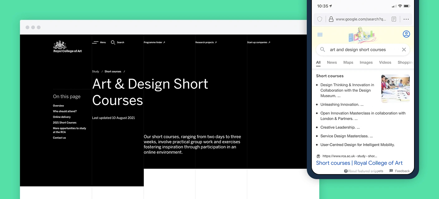 Case study image for Royal College of Arts SEO