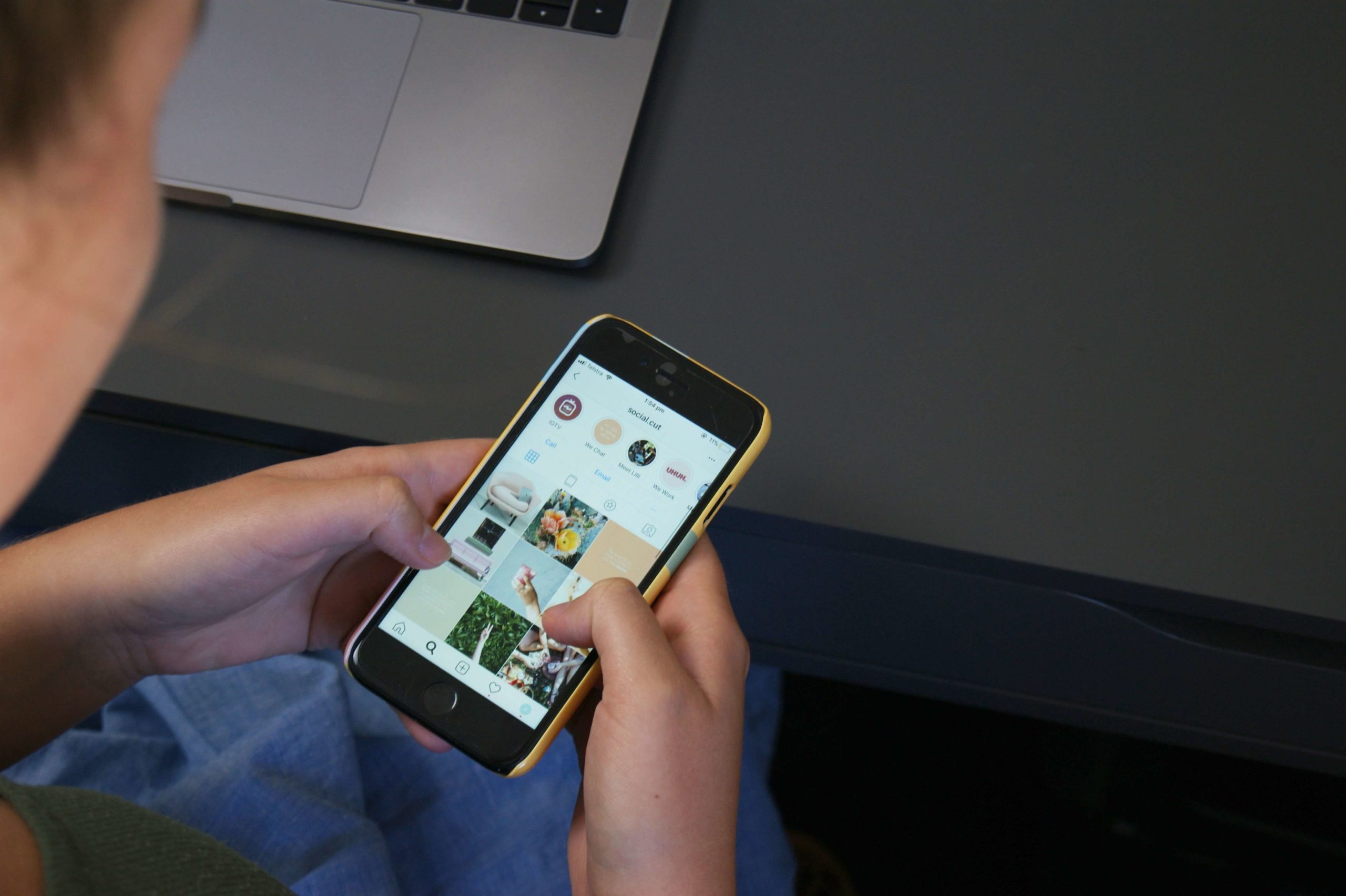 Digital marketing buzzwords searching on Instagram