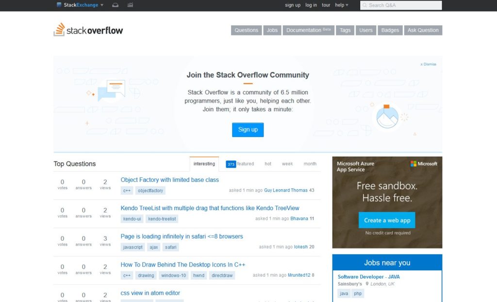 Stack overflow website screenshot
