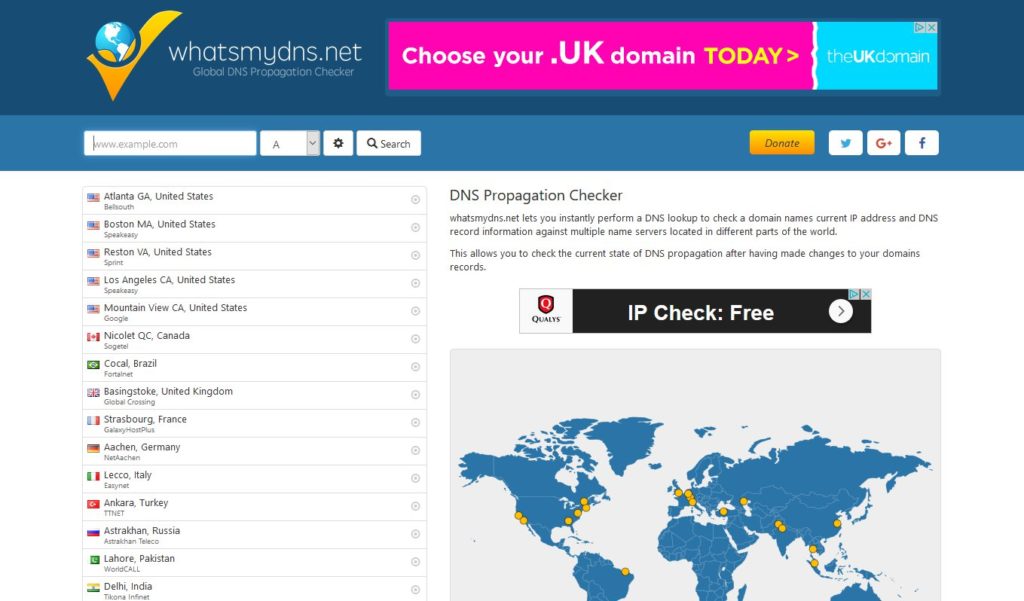 Whatsmydns website screenshot