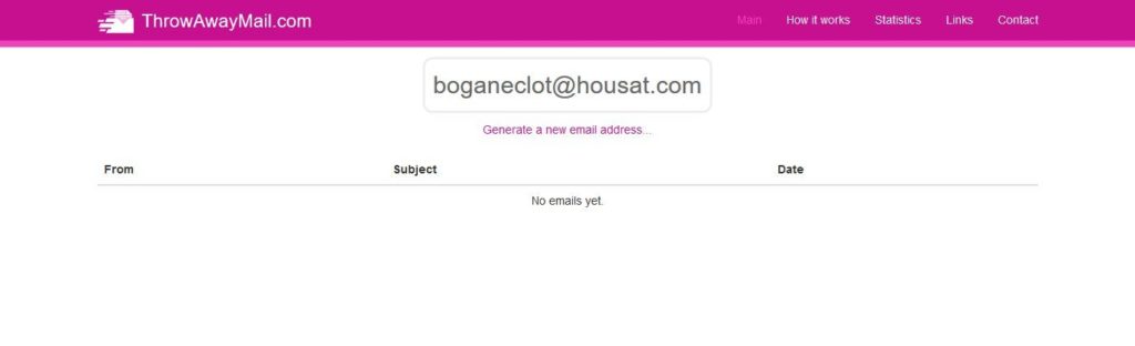 Throwawaymail Website Screenshot