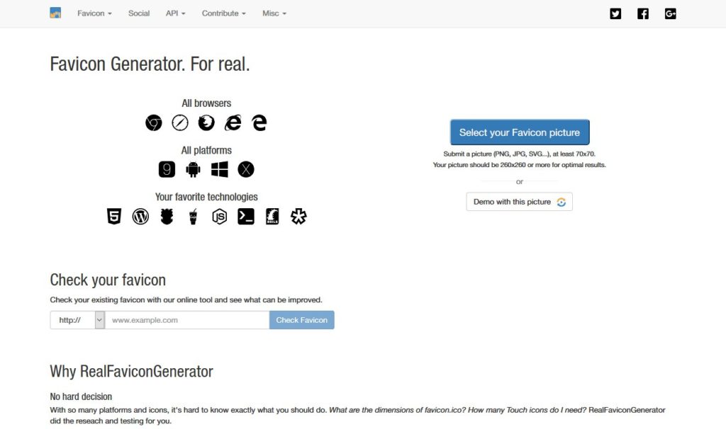 Favicon Generator Website Screenshot
