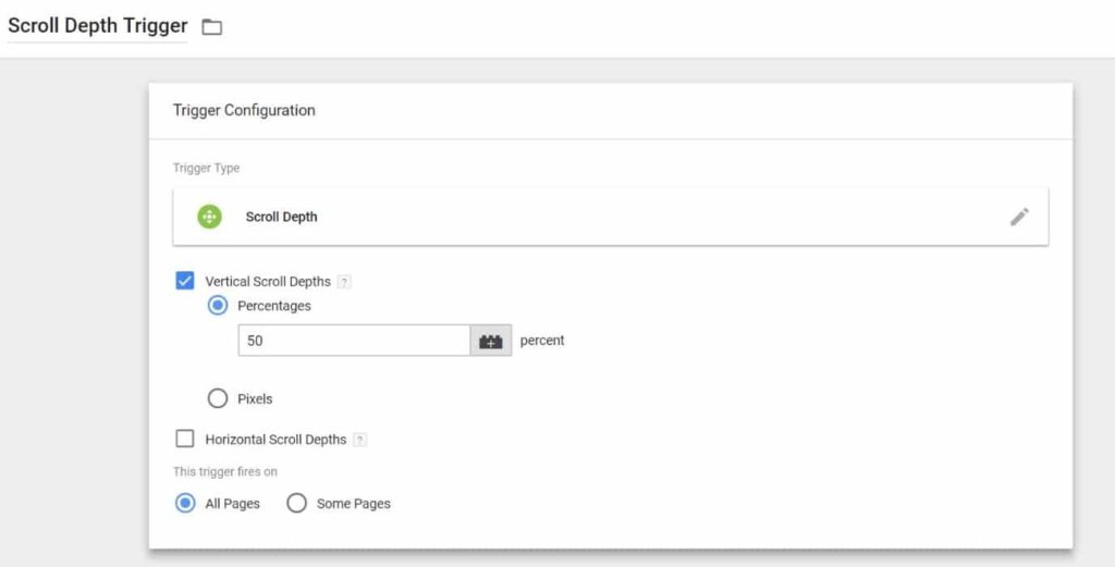 Scroll Depth Trigger Google Tag Manager