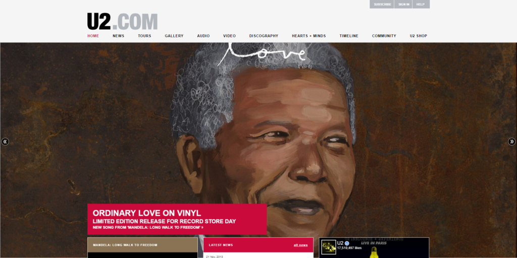 U2 2013 website design
