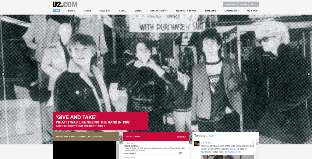 U2 2014 website design