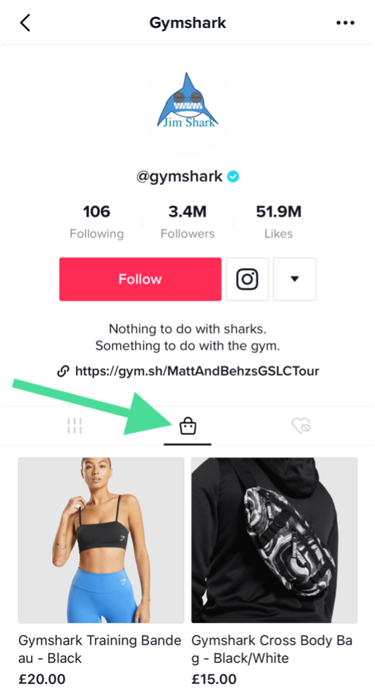 gymshark instagram shopping