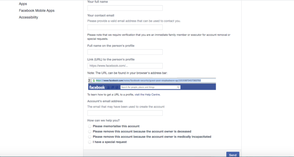 pass away facebook feature